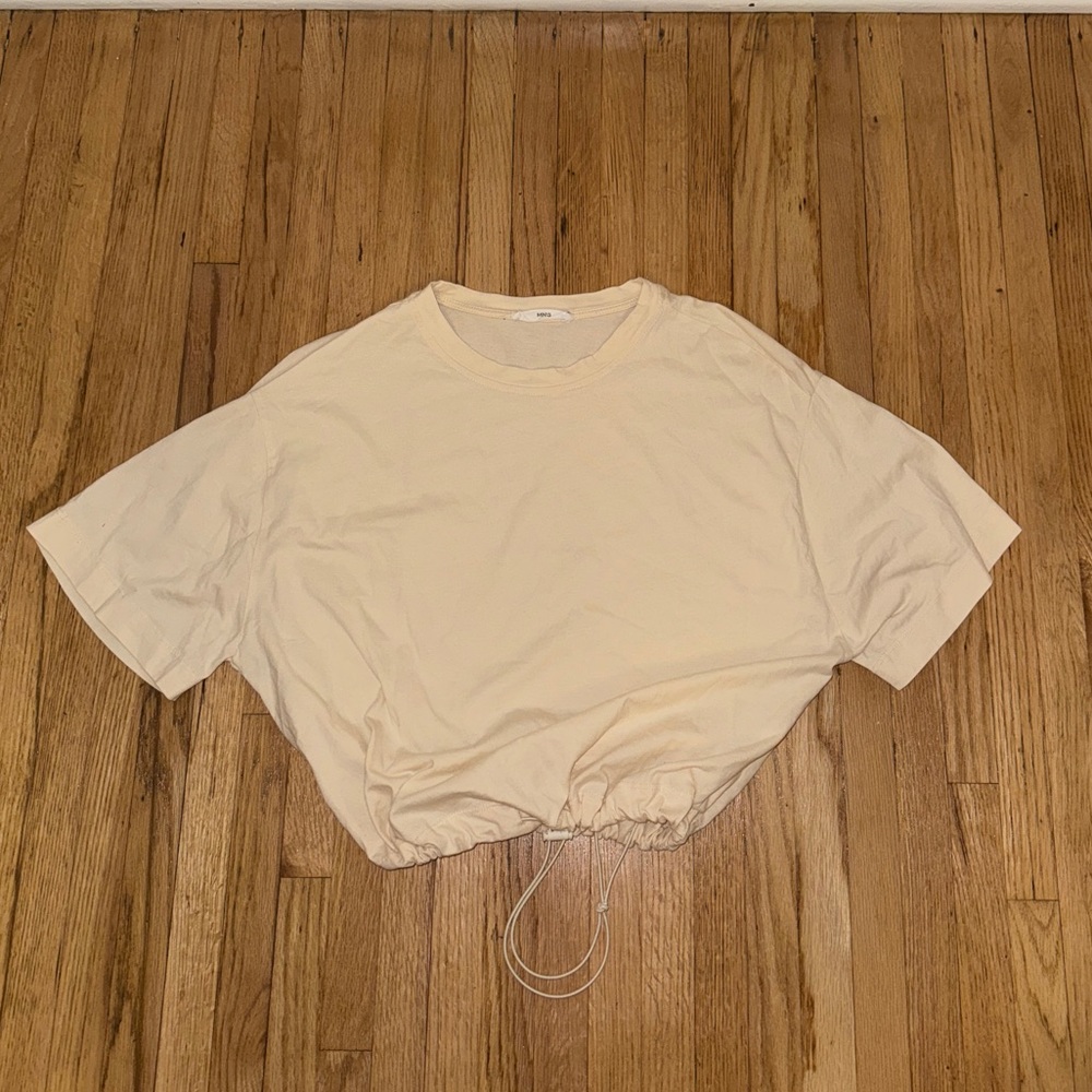 Ming Wang Cream Scrunch T Shirt